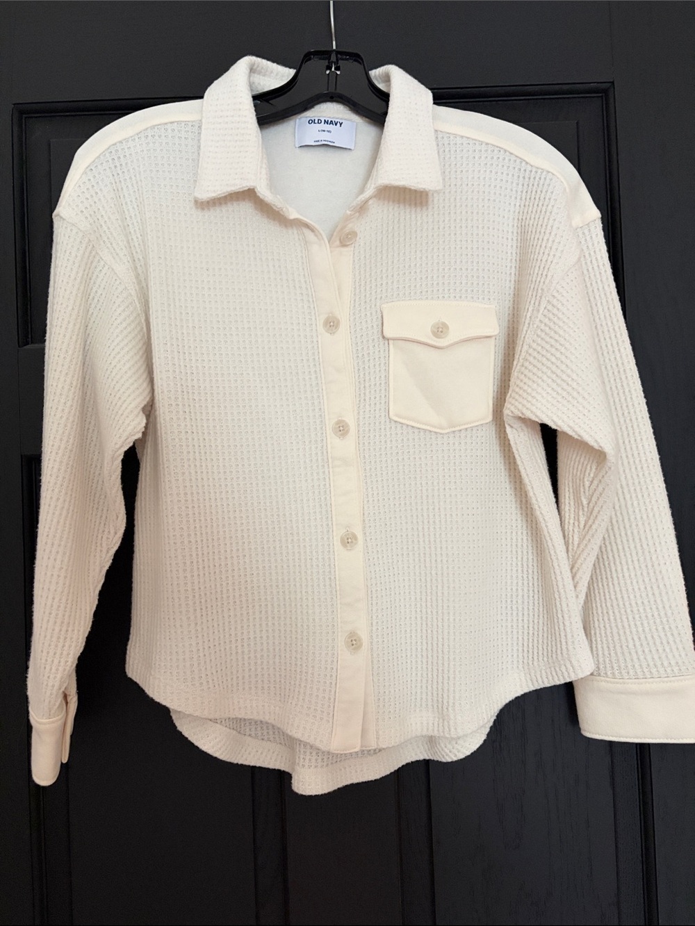 Old Navy Cream Waffle-Knit Button Shirt